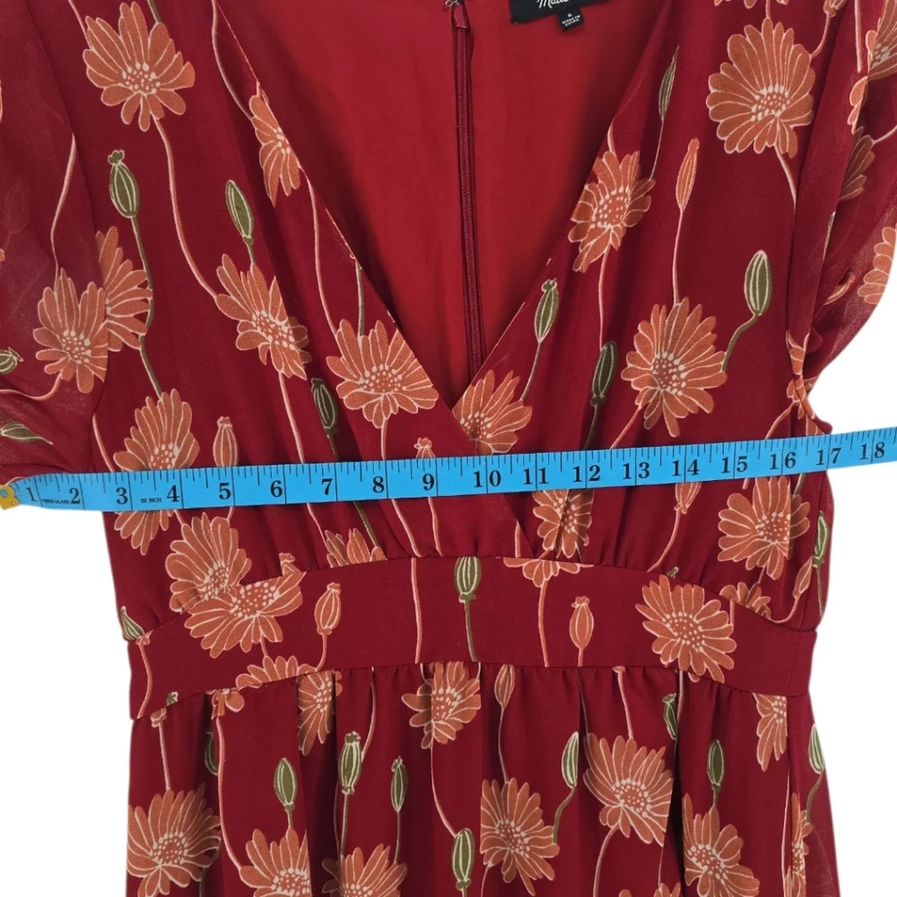 Madewell Tulip Sleeve Tall Sunflowers Maxi Dress Size 6 Autumn Floral - Picture 8 of 9